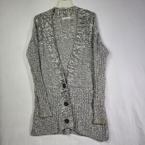 Abercrombie & Fitch Cardigan Sweater Women’s Size M Gray Cable-knit Chunky